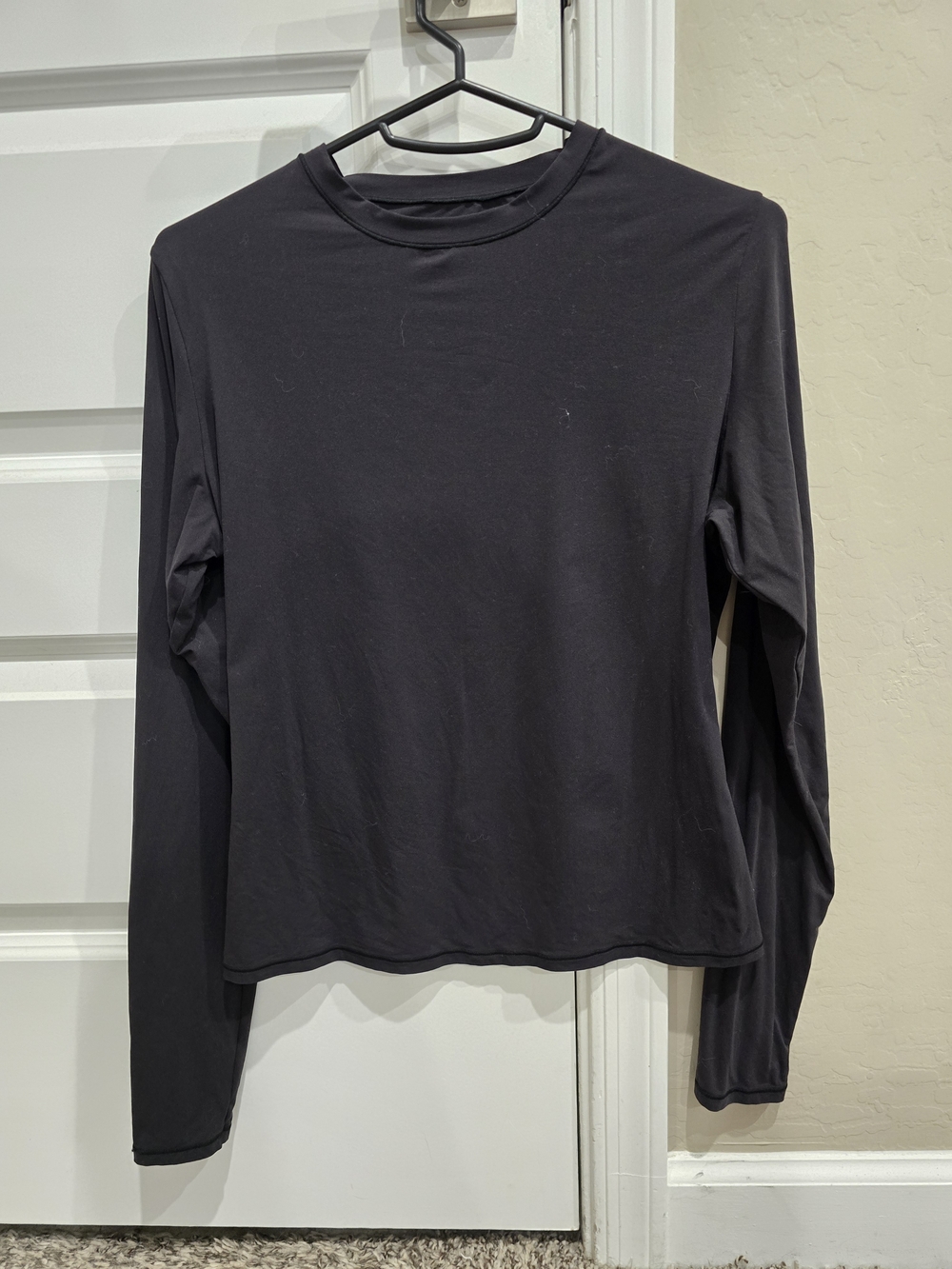 SKIMS Black Long Sleeve Crewneck Top